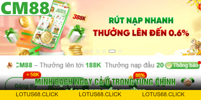 Khuyến Mãi CM88 | Cơ Hội Tăng Vốn Cược Không Giới Hạn - Lotus68