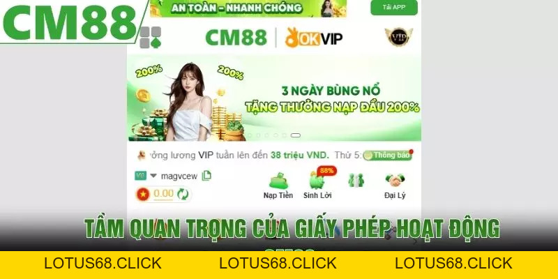 Giấy Phép Hoạt Động CM88 | Minh Bạch Và Hợp Pháp - Lotus68